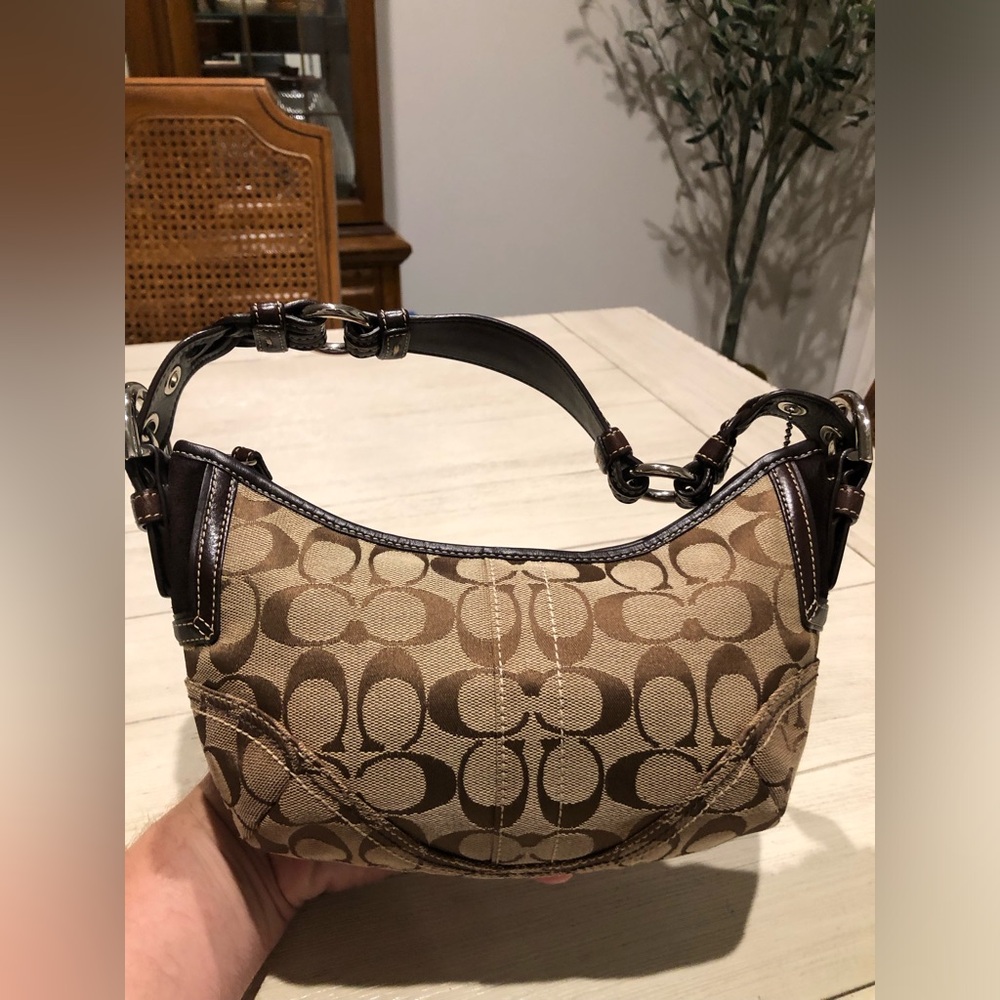 Vtg Y2K Coach Signature Soho Jacquard Hobo Shoulder Bag Beige/Brown Canvas #6266 - Picture 5 of 11